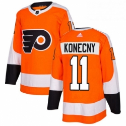 Mens Adidas Philadelphia Flyers 11 Travis Konecny Authentic Orange Home NHL Jersey 