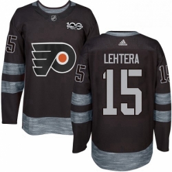 Mens Adidas Philadelphia Flyers 15 Jori Lehtera Authentic Black 1917 2017 100th Anniversary NHL Jersey 
