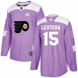 Mens Adidas Philadelphia Flyers 15 Jori Lehtera Authentic Purple Fights Cancer Practice NHL Jersey 