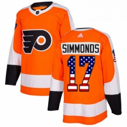Mens Adidas Philadelphia Flyers 17 Wayne Simmonds Authentic Orange USA Flag Fashion NHL Jersey 
