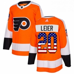 Mens Adidas Philadelphia Flyers 20 Taylor Leier Authentic Orange USA Flag Fashion NHL Jersey 