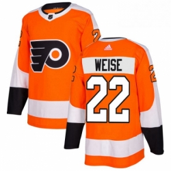 Mens Adidas Philadelphia Flyers 22 Dale Weise Authentic Orange Home NHL Jersey 
