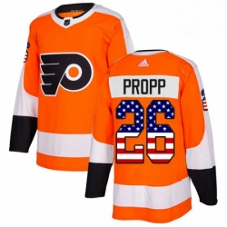 Mens Adidas Philadelphia Flyers 26 Brian Propp Authentic Orange USA Flag Fashion NHL Jersey 