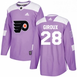 Mens Adidas Philadelphia Flyers 28 Claude Giroux Authentic Purple Fights Cancer Practice NHL Jersey 