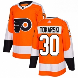 Mens Adidas Philadelphia Flyers 30 Dustin Tokarski Authentic Orange Home NHL Jersey 