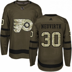 Mens Adidas Philadelphia Flyers 30 Michal Neuvirth Authentic Green Salute to Service NHL Jersey 