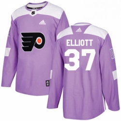 Mens Adidas Philadelphia Flyers 37 Brian Elliott Authentic Purple Fights Cancer Practice NHL Jersey 
