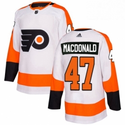 Mens Adidas Philadelphia Flyers 47 Andrew MacDonald Authentic White Away NHL Jersey 