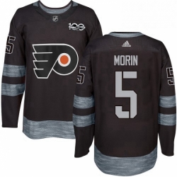 Mens Adidas Philadelphia Flyers 5 Samuel Morin Authentic Black 1917 2017 100th Anniversary NHL Jersey 