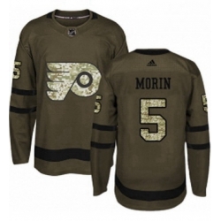 Mens Adidas Philadelphia Flyers 5 Samuel Morin Authentic Green Salute to Service NHL Jersey 