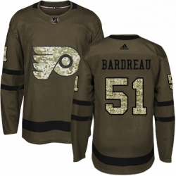 Mens Adidas Philadelphia Flyers 51 Cole Bardreau Premier Green Salute to Service NHL Jersey 