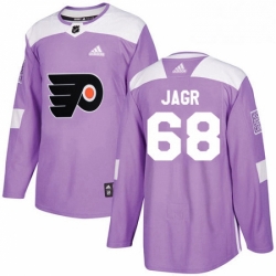 Mens Adidas Philadelphia Flyers 68 Jaromir Jagr Authentic Purple Fights Cancer Practice NHL Jersey 