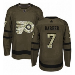 Mens Adidas Philadelphia Flyers 7 Bill Barber Premier Green Salute to Service NHL Jersey 