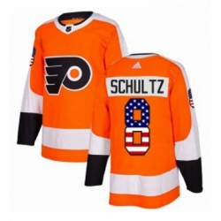 Mens Adidas Philadelphia Flyers 8 Dave Schultz Authentic Orange USA Flag Fashion NHL Jersey 