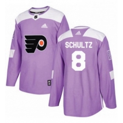 Mens Adidas Philadelphia Flyers 8 Dave Schultz Authentic Purple Fights Cancer Practice NHL Jersey 