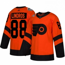 Mens Adidas Philadelphia Flyers 88 Eric Lindros Orange Authentic 2019 Stadium Series Stitched NHL Jersey 