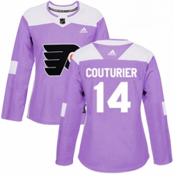 Womens Adidas Philadelphia Flyers 14 Sean Couturier Authentic Purple Fights Cancer Practice NHL Jersey 