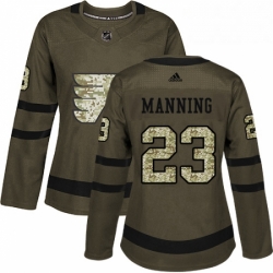 Womens Adidas Philadelphia Flyers 23 Brandon Manning Authentic Green Salute to Service NHL Jersey 