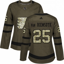 Womens Adidas Philadelphia Flyers 25 James Van Riemsdyk Authentic Green Salute to Service NHL Jersey 