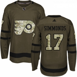 Youth Adidas Philadelphia Flyers 17 Wayne Simmonds Authentic Green Salute to Service NHL Jersey 