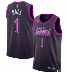 Men Minnesota Timberwolves  1 LaMelo Ball 2026 Purple City Edition Stitched Jersey