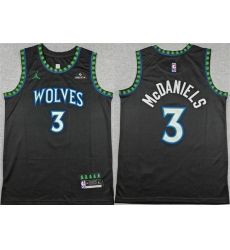 Men Minnesota Timberwolves  3 Jaden McDaniels Black 2026 Statement Edition Stitched Basketball Jersey