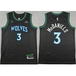 Men Minnesota Timberwolves  3 Jaden McDaniels Black 2026 Statement Edition Stitched Basketball Jersey