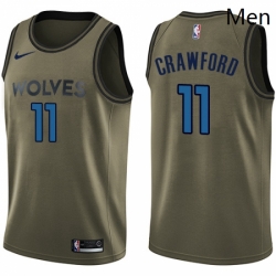 Mens Nike Minnesota Timberwolves 11 Jamal Crawford Swingman Green Salute to Service NBA Jersey 