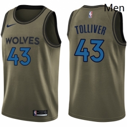 Mens Nike Minnesota Timberwolves 43 Anthony Tolliver Swingman Green Salute to Service NBA Jersey 