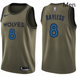 Mens Nike Minnesota Timberwolves 8 Jerryd Bayless Swingman Green Salute to Service NBA Jersey 