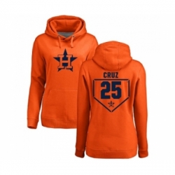 MLB Women Nike Houston Astros 25 Jose Cruz Jr Orange RBI Pullover Hoodie