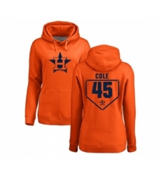 MLB Women Nike Houston Astros 45 Gerrit Cole Orange RBI Pullover Hoodie