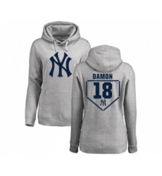 MLB Women Nike New York Yankees 18 Johnny Damon Gray RBI Pullover Hoodie