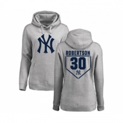 MLB Women Nike New York Yankees 30 David Robertson Gray RBI Pullover Hoodie