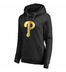 MLB Philadelphia Phillies Women Gold Collection Pullover Hoodie Black