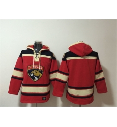 Men Florida Panthers Blank Red Lace Up Pullover Hoodie