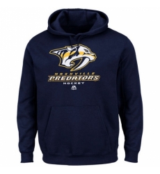 NHL Mens Nashville Predators Majestic Critical Victory VIII Fleece Hoodie Navy Blue