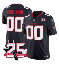 Men Houston Texans Active Player Custom Navy 2026 25th Anniversary Patch F U S E Vapor Stitched jersey
