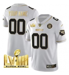 Men Women youth Kansas City Chiefs Active Player Custom White With Gold Super Bowl LVIII Patch Vapor Untouchable Limited Stitched Football Jersey