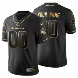 Men Women Youth Toddler Seattle Seahawks Custom Men Nike Black Golden Limited NFL 100 Jersey