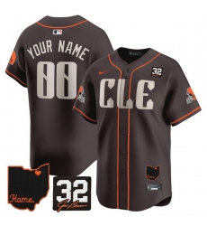 Men Cleveland Browns ACTIVE PLAYER Custom Brown 2025 Jim Brown Memorial   Home Patch Vapor Limited Stitched Jersey