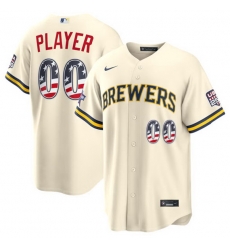 Men Milwaukee Brewers CTIVE PLAYER Custom Cream 2026 All Star Edition Stars Stripes USA 250 Patch Stitched Baseball Jersey Men Milwaukee Brewers CTIVE PLAYER Custom Cream 2026 All Star Edition Stars Stripes USA 250 Patch Stitched Baseball Jersey