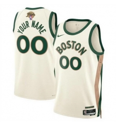 Men Boston Celtics Active Player Custom Cream 2024 Finals City Edition Stitched Basketball Jersey