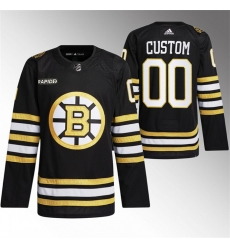 Men Women youth Boston Bruins Custom Black With Rapid7 Patch 100th Anniversary Stitched Jersey