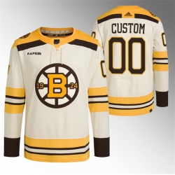 Men Women youth Boston Bruins Custom Cream With Rapid7 Patch 100th Anniversary Stitched Jersey
