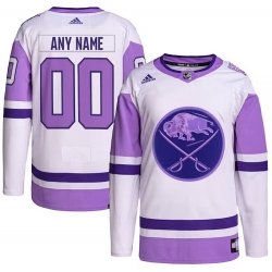 Men Women youth Buffalo Sabres Custom Purple White Cancer Blue Stitched Jersey