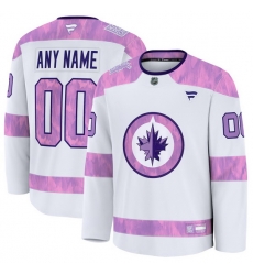 Men Women Youth Winnipeg Jets Fanatics White 2024 Hockey Fights Cancer Custom Practice Jersey