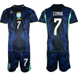 Youth Brazil 2026 FIFA World Cup Blue Away Soccer Jersey CUNHA #7