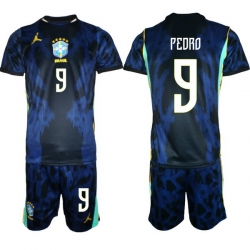Youth Brazil 2026 FIFA World Cup Blue Away Soccer Jersey PEDRO #9