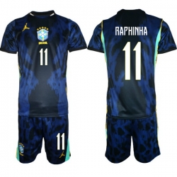 Youth Brazil 2026 FIFA World Cup Blue Away Soccer Jersey RAPHINHA #11